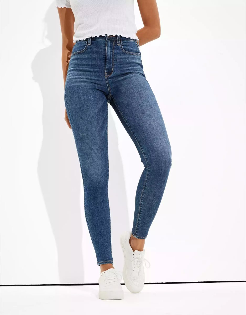 Jean American Eagle AE Ne(x)t Level Highest Taille Jegging Bleu Femme | HDR-60302840